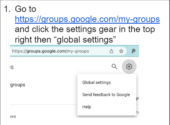 Open Global Settings in Google Groups
