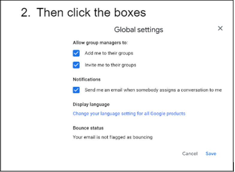 Modify Global Settings in Google Groups